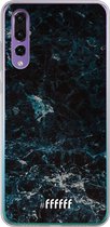 Huawei P30 Hoesje Transparant TPU Case - Dark Blue Marble #ffffff