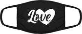 Hart love mondkapje | liefde | valentijn | gezichtsmasker | bescherming | bedrukt | logo | Zwart / Wit wart mondmasker van katoen, uitwasbaar & herbruikbaar. Geschikt voor OV