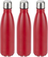 relaxdays 3 x Thermosfles - drinkfles - thermosbeker isolerend - isoleerfles - 0,5 l rood