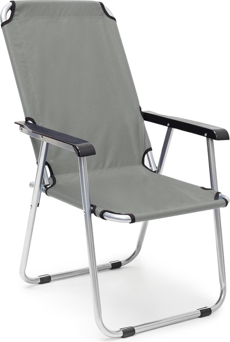 Relaxdays campingstoel inklapbaar - tuinstoel verstelbaar - strandstoel - klapstoel grijs