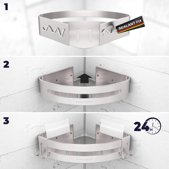 Support de douche de Sanicraft® - Convient à tout type de mur - Support de douche sans Embouts - Suspendu - Inox - 2 pièces - Argent mat