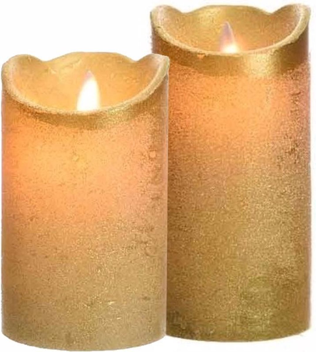 Decoris Led kaarsen combi set 2x stuks goud in de hoogtes 12 en 15 cm Home deco kaarsen