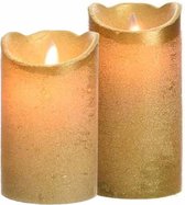 Led kaarsen combi set 2x stuks goud in de hoogtes 12 en 15 cm - Home deco kaarsen