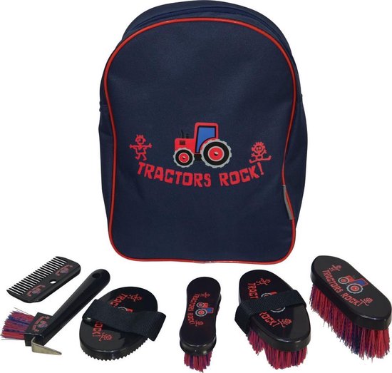 HySHINE Tractors Rock Horse Grooming Set (Navy/Red)