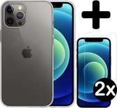 Hoes voor iPhone 12 Pro Hoesje Siliconen Case Met 2x Screenprotector Tempered Glass - Hoes voor iPhone 12 Pro Case Siliconen Hoesje Cover - Hoes voor iPhone 12 Pro Hoes Hoesje - Tr