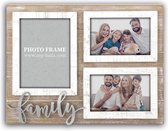 ZEP - Houten Multi Fotolijst Orietta 3Q met tekst "family" voor foto's 2x10x15 en 13x18 afmeting 37x28,5 cm  - HR1733