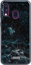 Samsung Galaxy A40 Hoesje Transparant TPU Case - Dark Blue Marble #ffffff