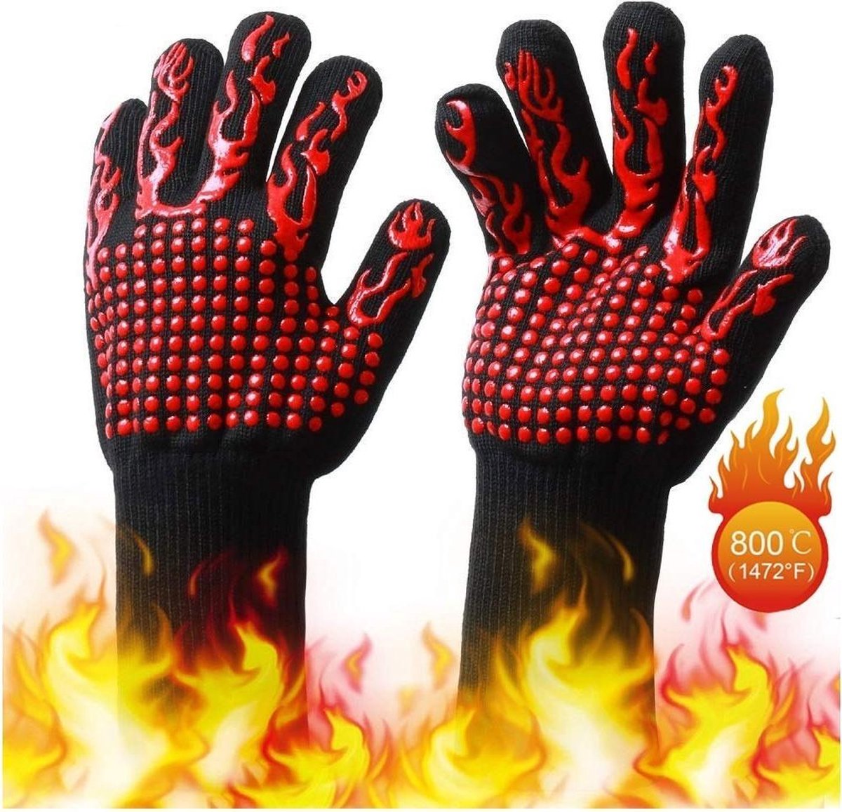 Hittebestendige Oven handschoenen - BBQ - Dubbel gevoerd - Extra groot voor betere bescherming - 2 S