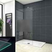 vrijstaande inloopdouche 80x200cm,douchescherm,8mm gezandstraald veiligheidsglas met explosie bestendige folie,nano easyclean antikalk, 70-120cm stabilisator