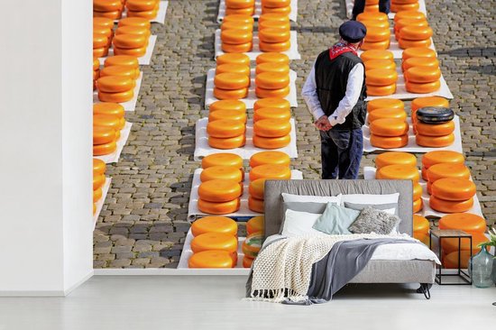 Behang - Fotobehang Gouda - Kaas - Markt - Breedte 525 cm x hoogte 350 cm