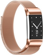 Milanees Smartwatch bandje - Geschikt voor  Fitbit Charge 2 Milanese band - rosé goud - Maat: L - Horlogeband / Polsband / Armband