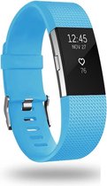 Siliconen Smartwatch bandje - Geschikt voor  Fitbit Charge 2 siliconen bandje - blauw - Maat: L - Horlogeband / Polsband / Armband