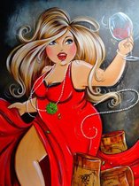 DP Dikke Dames - Rode jurk 30 x 40 cm