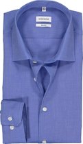 Seidensticker shaped fit overhemd - blauw fil a fil - Strijkvrij - Boordmaat: 40