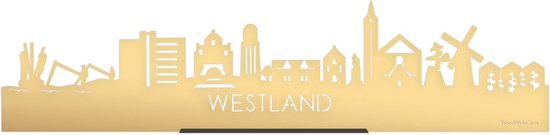 Standing Skyline Westland Goud Metallic - 40 cm - Woon decoratie om neer te zetten en om op te hangen - Meer steden beschikbaar - Cadeau voor hem - Cadeau voor haar - Jubileum - Verjaardag - Housewarming - Aandenken aan stad - WoodWideCities