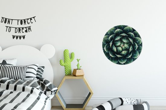 WallCircle - Wandcirkel - Muurcirkel - Een groene bloemdessin - Aluminium - Dibond - ⌀ 30 cm - Binnen en Buiten