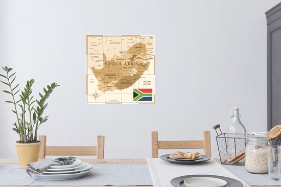 Sticker Muursticker illustration Afrique - Illustration de l'ancienne carte de l' Afrique - 80x80 cm - feuille autocollante - sticker mural repositionnable