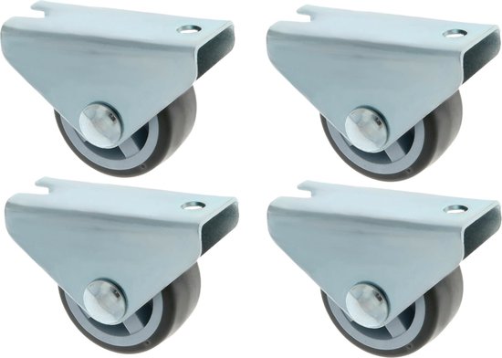 AMIG roulette fixe/roue de transport - 4x - D25mm - caoutchouc - capacité de charge 40kg - gris