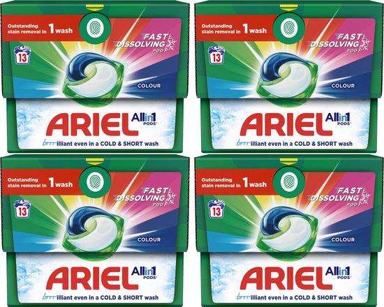 Ariel All-in-1 Wasmiddel Pods Color - Voordeelverpakking 4 x 13 Wasbeurten
