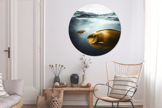 WallCircle - Cercle mural - Cercle mural - Mer - Pêche - Or - Aluminium - Dibond - 140x140 cm - Intérieur et Extérieur