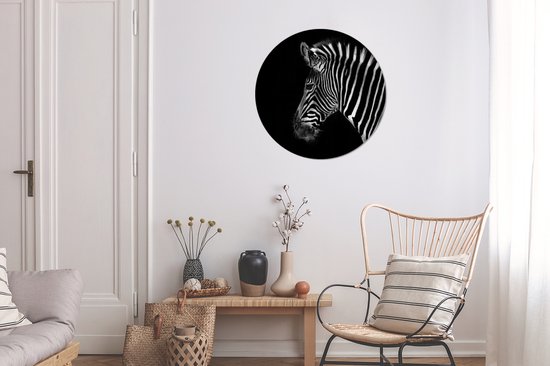Cercle mural - Cercle mural - Zebra - Animaux sauvages - Zwart - Aluminium - ⌀ 60 cm - Intérieur et extérieur