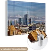 MuchoWow® Glasschilderij 30x20 cm - Schilderij acrylglas - Skyline - Italië - Milaan - Foto op glas - Schilderijen