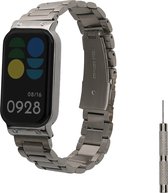 kwmobile Vervangend horlogebandje geschikt voor Xiaomi Smart Band 8 Active / Redmi Band 2 - 14 - 22 cm RVS horloge bandje - zilver