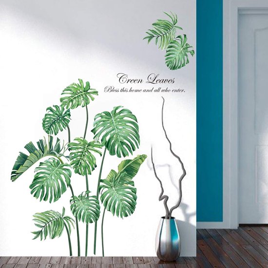 Muurstickers Groene Tropisch Bladeren Muurtattoo Palmboom Blad Planten Wanddecoratie Woonkamer Slaapkamer TV Achtergrond