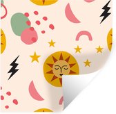 Muurstickers - Sticker Folie - Zon - Maan - Patroon - 100x100 cm - Plakfolie - Muurstickers Kinderkamer - Zelfklevend Behang XXL - Zelfklevend behangpapier - Stickerfolie