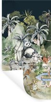 Muursticker Kinderen - Kinderkamer - Jungle - Sticker voor kinderen - Natuur - Dieren - Kinder decoratie - Planten - Muursticker - 20x40 cm - Zelfklevend behangpapier - Stickerfolie