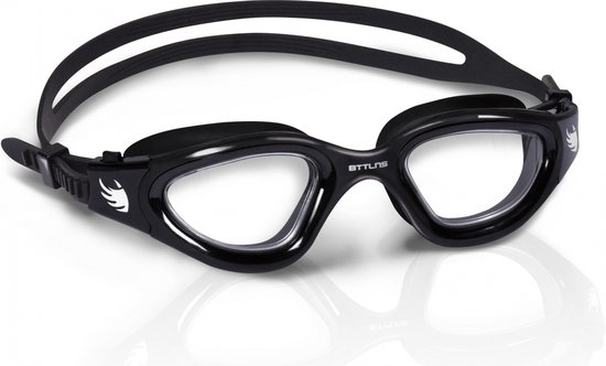 BTTLNS Zwembril - Transparante lens - Duurzaam zacht silicone materiaal - Anti-condens lenzen - Multi-functioneel - Face Fit Technology - Ghiskar 1.0 - Zwart