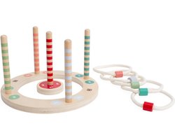 BS Toys Ringwerpen Werpspel - Buitenspeelgoed vanaf 4 jaar - Ring Gooien Speelgoed - Werpspel Kinderen - 5 ringen - Werpspel hout - Buiten speelgoed - Buitenspel - Buiten Spellen - Tuin Speelgoed - Houten speelgoed - Cadeau Kind