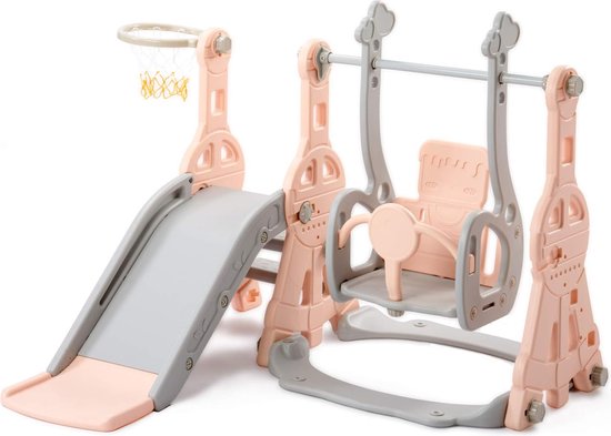 KORIMEFA – Toboggan 5-en-1 Pour Enfants – Bleu – Toboggan + Escalier + Basket + Télescope + Rangement – Dès 1 An