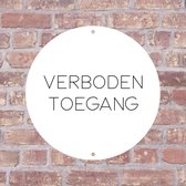 Label2X - Bordje Verboden toegang 15 x 15 cm - Wit met zwarte tekst - Zonder boorgaatjes - deurbord