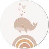 Label2X - Muurcirkel kids walvisje - 140 cm - Dibond - Multicolor - Wandcirkel - Rond Schilderij - Muurdecoratie Cirkel - Wandecoratie rond - Decoratie voor woonkamer of slaapkamer