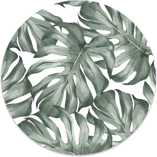 Label2X - Muurcirkel leaf - Ø 80 cm - Forex - Multicolor - Wandcirkel - Rond Schilderij - Muurdecoratie Cirkel - Wandecoratie rond - Decoratie voor woonkamer of slaapkamer