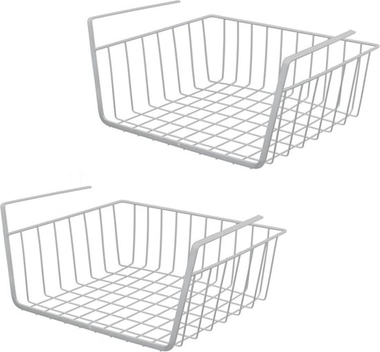 Hangmand voor kast, set van 2 opbergmanden, aan de muur gemonteerd met Hangmand voor kast, set van 2 opbergmanden, aan de muur gemonteerd met