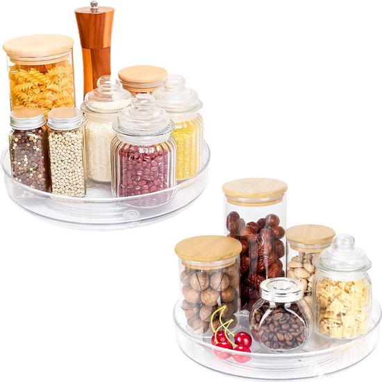 Deze handige organizer kun je gebruiken in je koelkast, keukenkastje of voorraadkast. Doordat hij kan draaien kan je overal gemakkelijk bij. Organizer met draaiplateau 41 x 27,8 x 3,2 cm 9.99 Voorraad