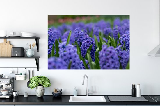 Muurstickers - Sticker Folie - Hyacint - Bloemen - Paars - 120x80 cm - Plakfolie - Muurstickers Kinderkamer - Zelfklevend Behang - Zelfklevend behangpapier - Stickerfolie