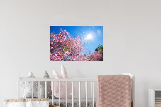 Stickers muraux - Sakura - Fleurs - Rose - 60x40 cm - Feuille adhésive