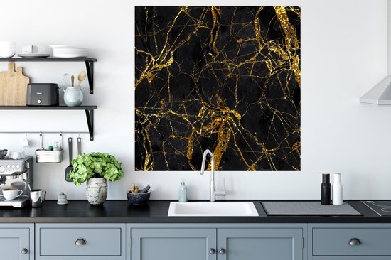 Stickers muraux - Marbre - Goud - Zwart - Motifs - 100x100 cm - Film Adhésif XXL