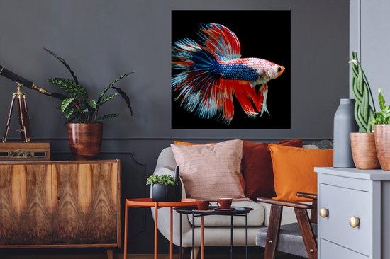 Stickers muraux - Film autocollant - Poisson - Animal marin - Staart - Blauw - 50x50 cm - Film adhésif - Stickers muraux Chambre d'enfant - Papier peint autocollant