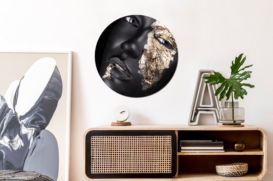 Wallpaper Circle - Femme - Or - Zwart - Peinture - 80x80 cm - Wall Circle - Auto-adhésif - Sticker Papier Peint