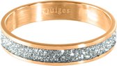 Quiges Stapelring Ring - Vulring zilverkleurig Glitter - Dames - RVS roségoudkleurig - Maat 22 - Hoogte 4mm
