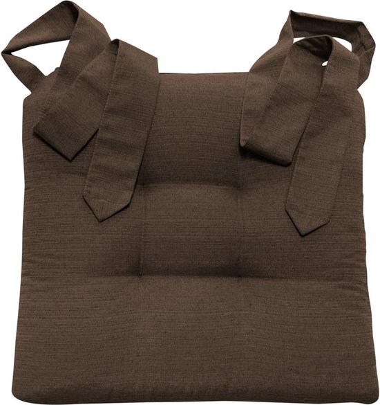 Coussin de chaise de salle à manger - Coussin d'assise avec rubans pour chaises en rotin - extra épais et confortable, aspect lin