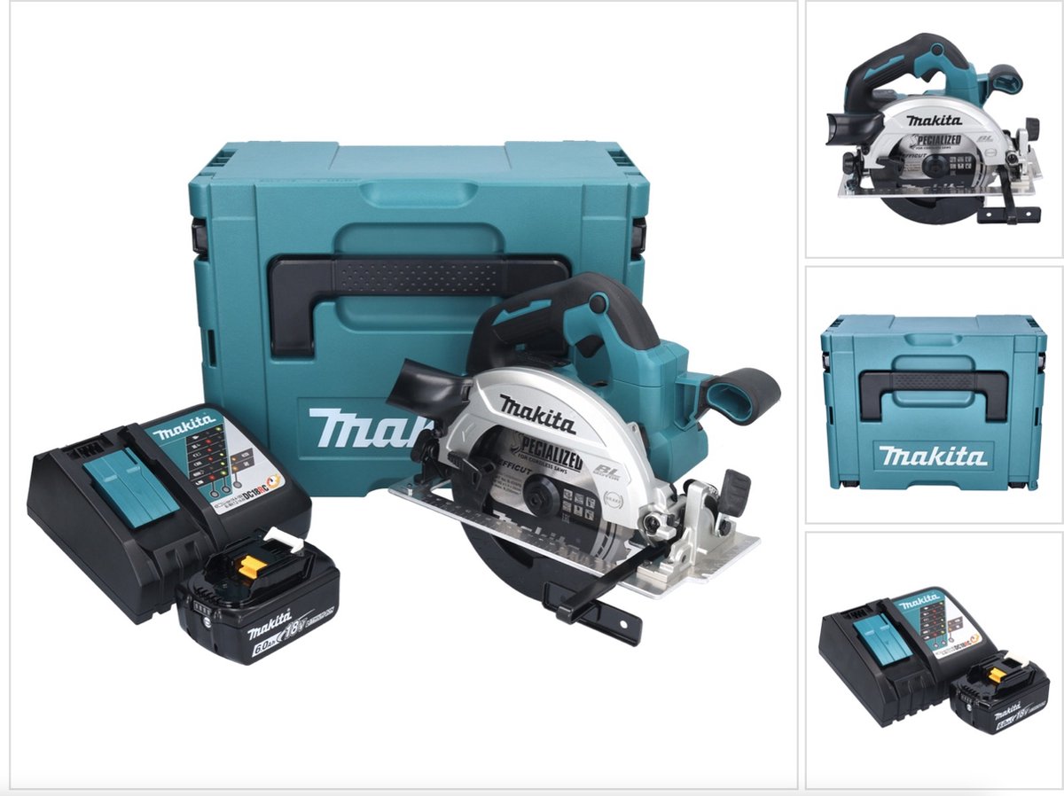 Makita DHS 661 RG1J accu-handcirkelzaag 18 V 165 mm borstelloos + 1x accu 6,0 Ah + oplader + Makpac