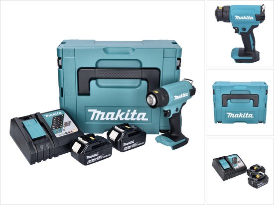 Draadloos heteluchtpistool, compatibel met Makita 18 V accu, borstelloze heteluchtföhn met 3 sproeiers en 2 temperatuurniveaus voor het drogen, buigen van leidingen, het verwijderen van verf
