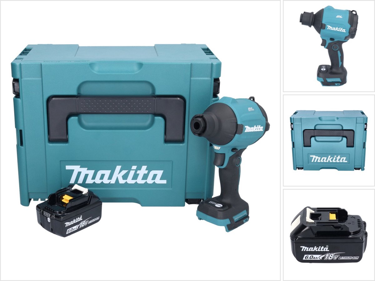Makita DAS 180 G1J accu-blazer 18 V borstelloos + 1x accu 6,0 Ah + Makpac - zonder oplader