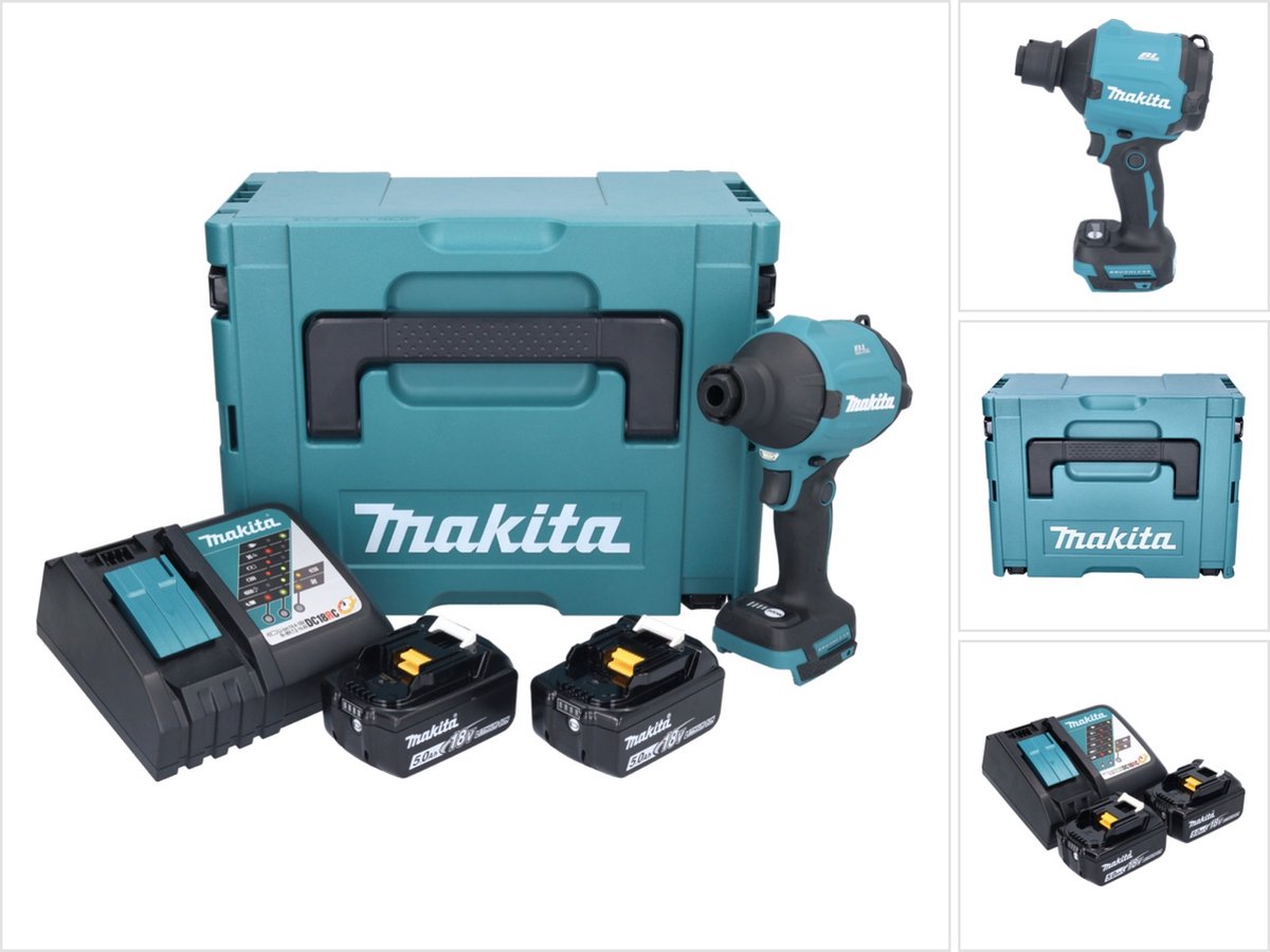 Makita DAS 180 RTJ accu-blazer 18 V borstelloos + 2x accu 5,0 Ah + oplader + Makpac