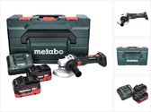 Metabo W 18 LT BL 11-125 accu haakse slijper 18 V 125 mm ( 613052840 ) borstelloos + 2x accu 5,5 Ah + lader + metaBOX